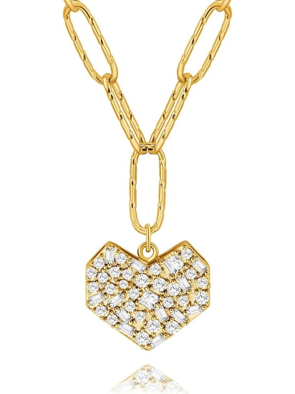 Women's Zircon Heart 18 K Irregular Plate Dainty Compass Chain Necklaces